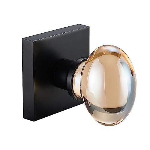 Champagne-Gold Glass Door Knobs - 2 Pack Non-Turning Single Side Crystal Dummy