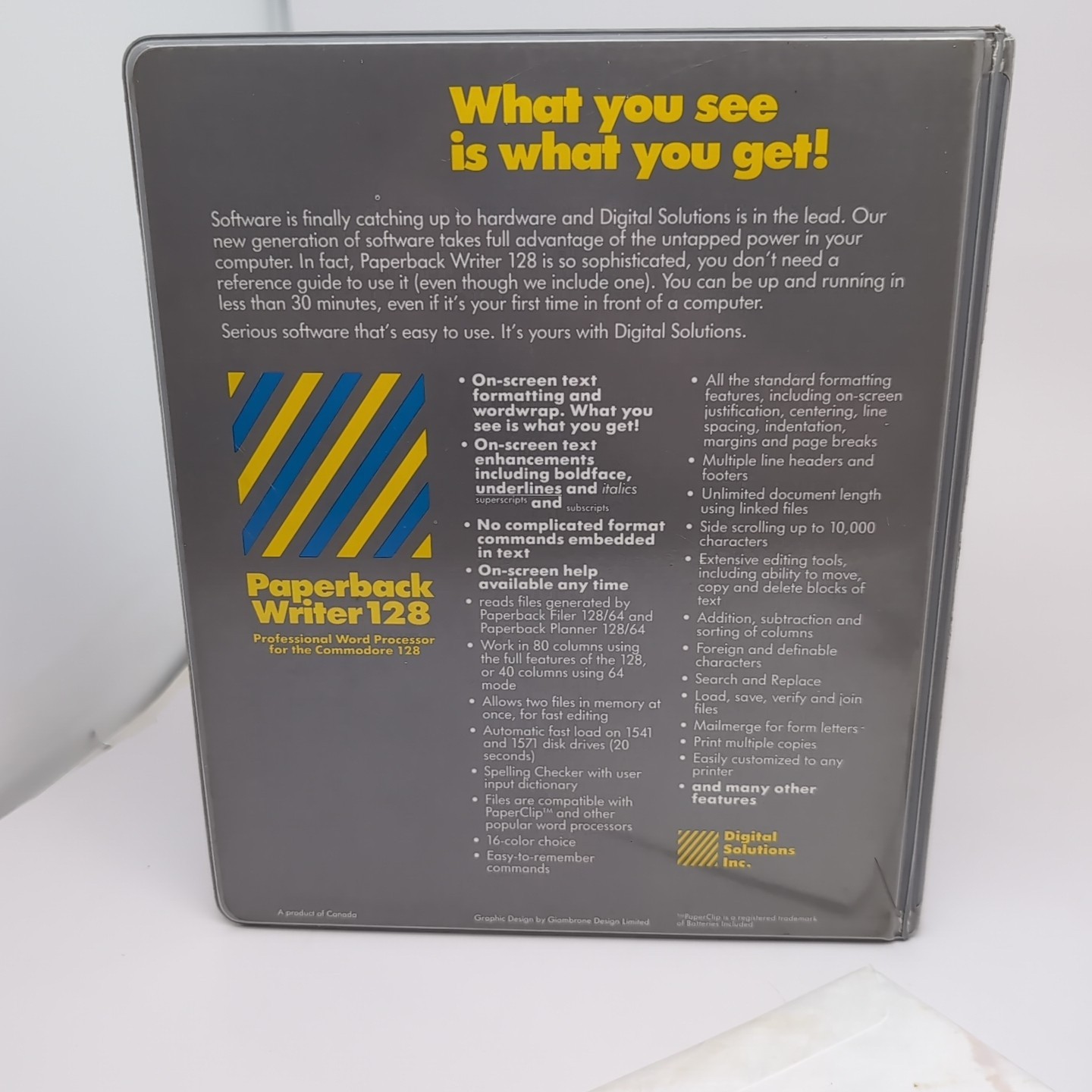 Commodore 128 Paperback Writer Vintage 1985 Software w/ Case & Manual VG