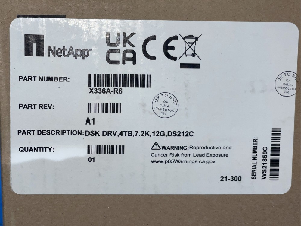 NetApp X336A-R6 4TB 7.2K 12Gbps SAS VT Modular SAN Array