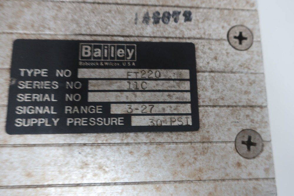 Bailey FT220 Pneumatic Controller 3-27psi 30psi