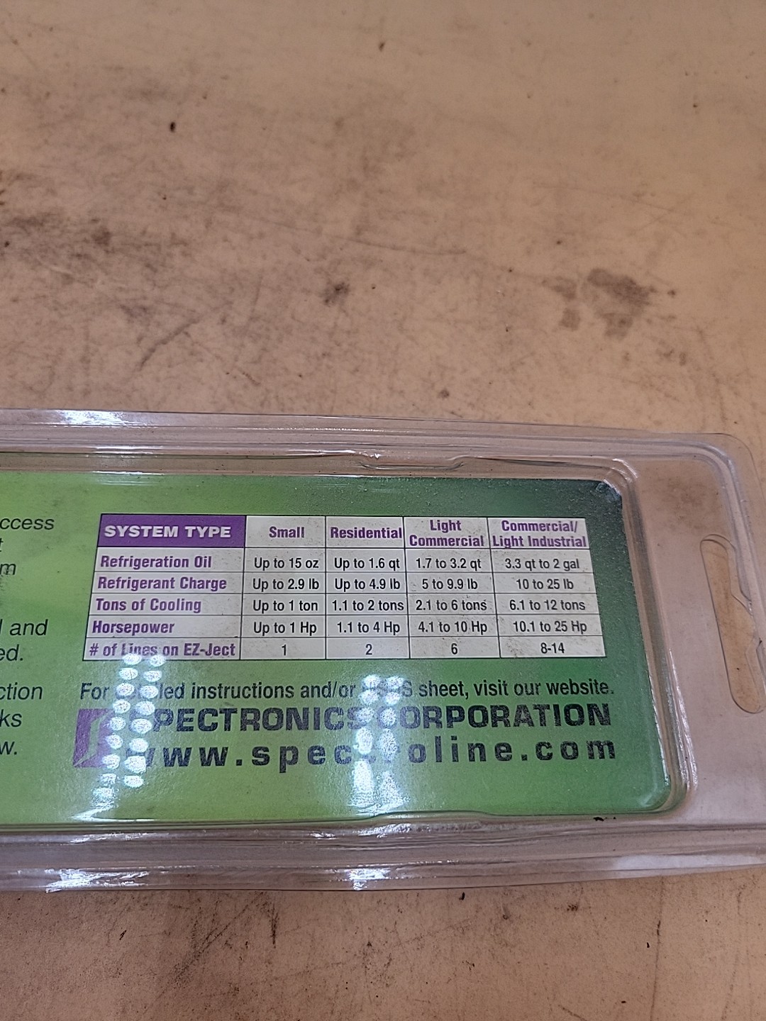 SPECTROLINE EZ-4/ECS EZ-JECT DYE CAPSULE LEAK DECTCTOR CARTIDGE 1/2 OUNCE