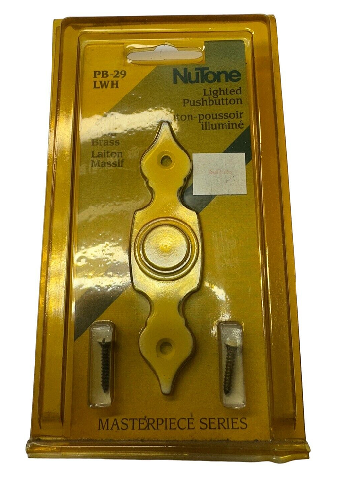 Vintage NuTone PB-29LWH White Pushbutton Lighted Door Bell Solid Brass