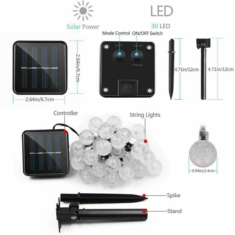Solar Powered 50 LED String Light Outdoor Garden Path Yard Waterproof Decor Lamp
