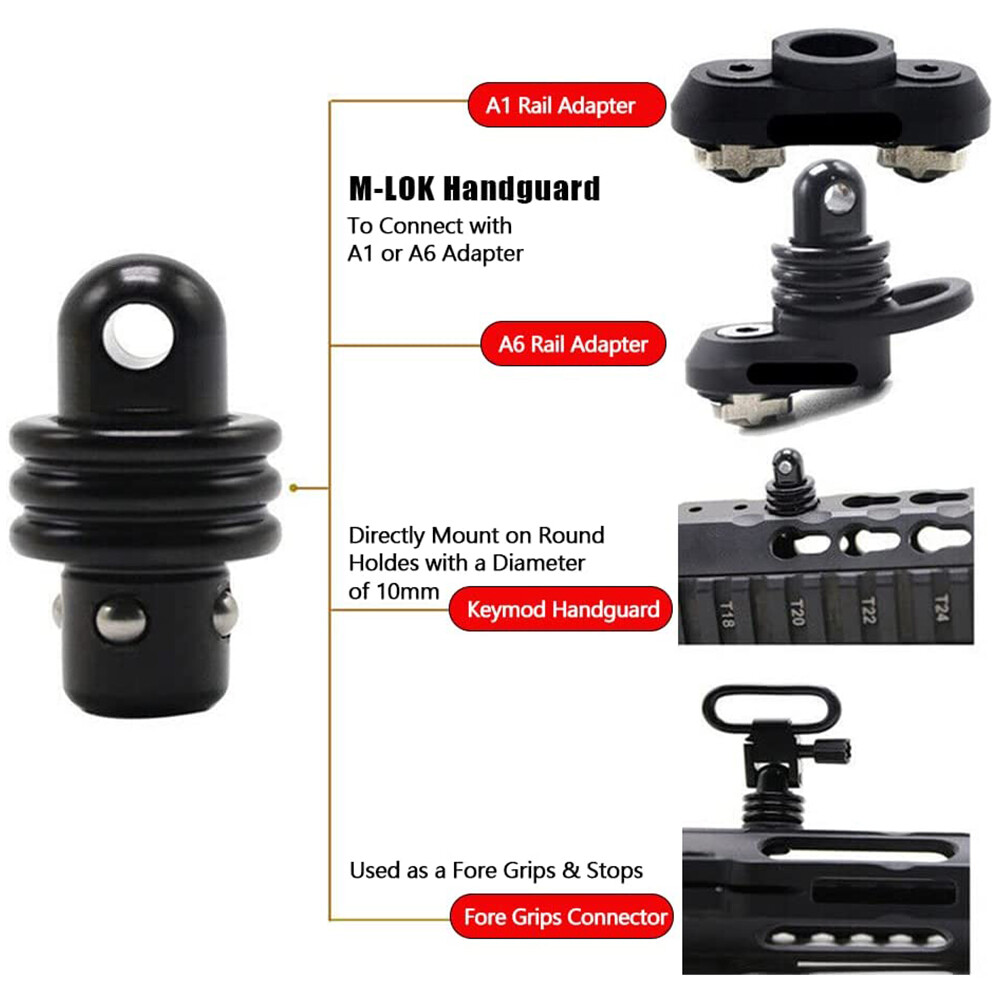 2Pcs Multi-Function QD Adapter Swivel Stud for Sling Swivel Mount Quick Detach