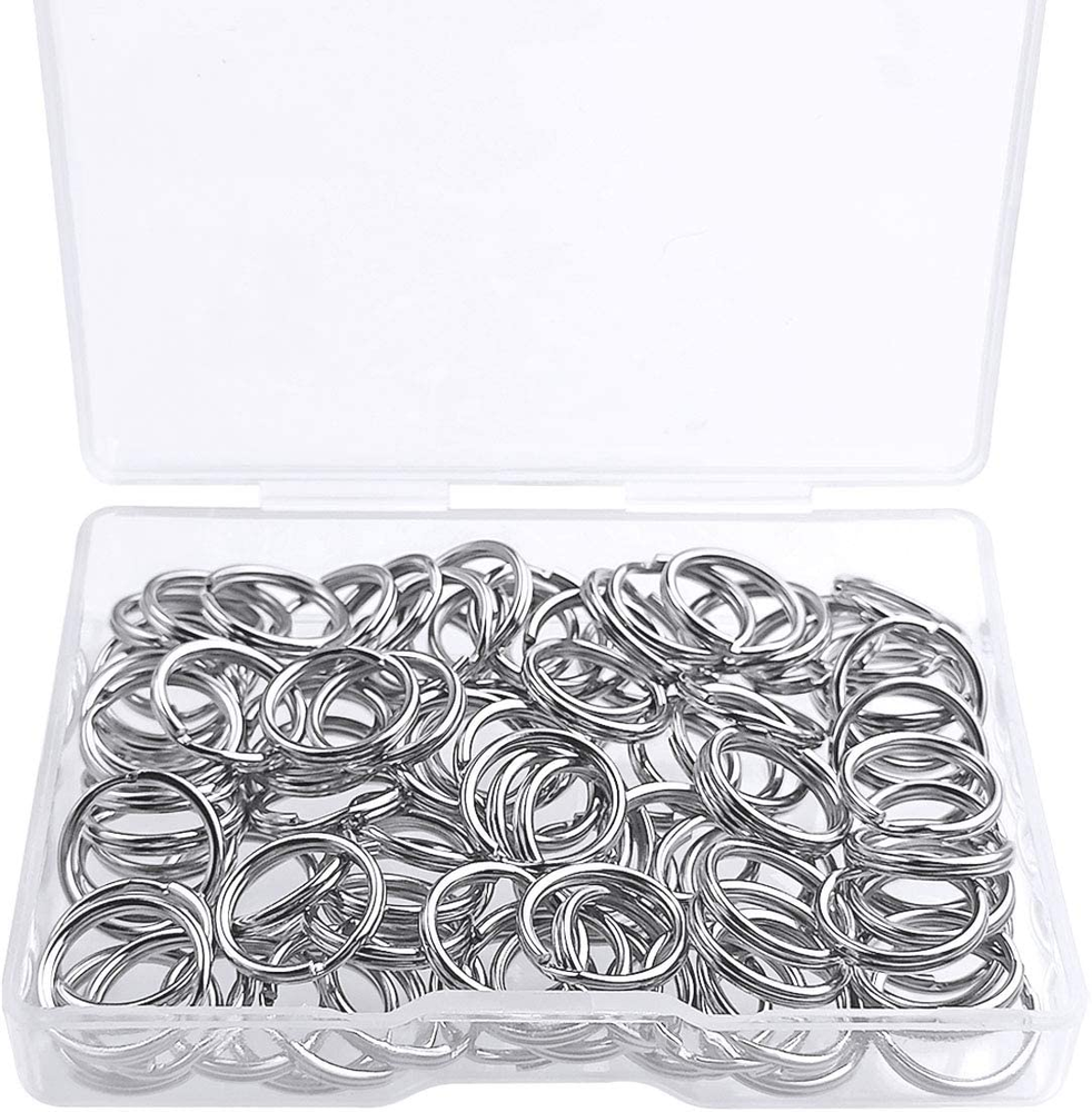 100Pcs Split Ring,Small Key Rings Bulk Split Keychain Rings DIY Craft Metal-12Mm