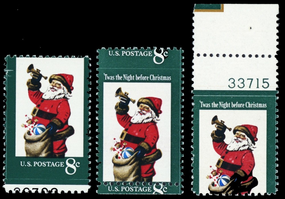 1472, Mint NH 8¢ Three Different Misperforation Errors - Santa - Stuart Katz