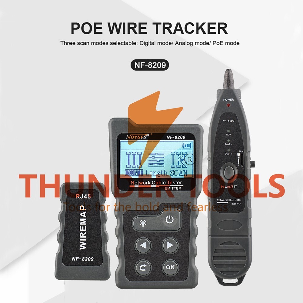 Thunder Tools Multi-functional LCD Network Cable Tester Wire Tracker PoE
