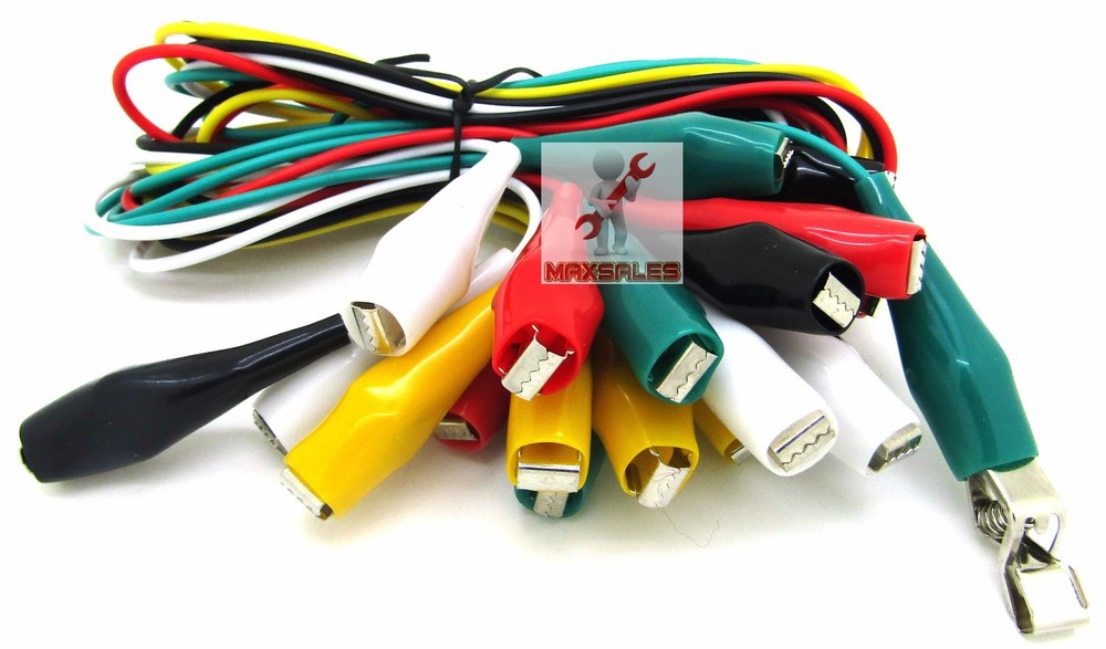 20PC Multimeter Electrical Multicolor Alligator Clips Test Lead Cables 34" Long