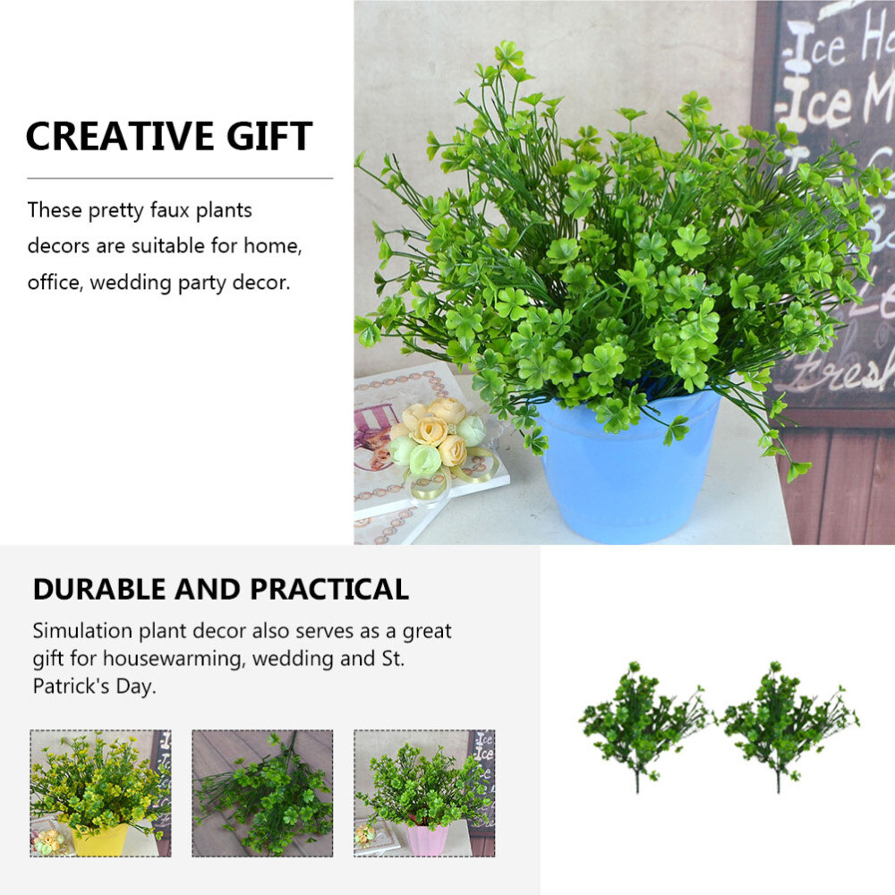 2 Pcs Decorative Flower Four-leaves Simulated Greenery