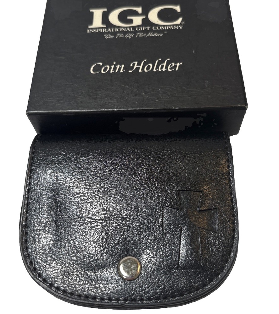 Black Inspirational Cross Coin Holder 4”