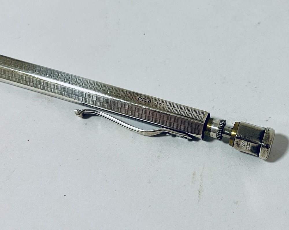 Antique Solid Sterling Silver Propelling Pencil Yard O Led 1953