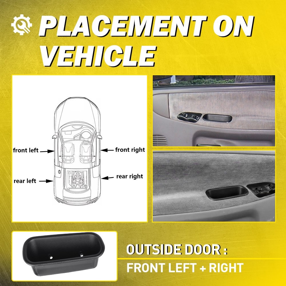 2X Front Door Pull Handle Cup Panel Armrest Cups For Dodge Ram 1500 2500 3500