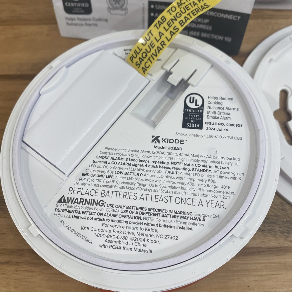 Kidde 20SAR Hardwired + AA Interconnected Smoke Detector w/Photoelectric Sensor