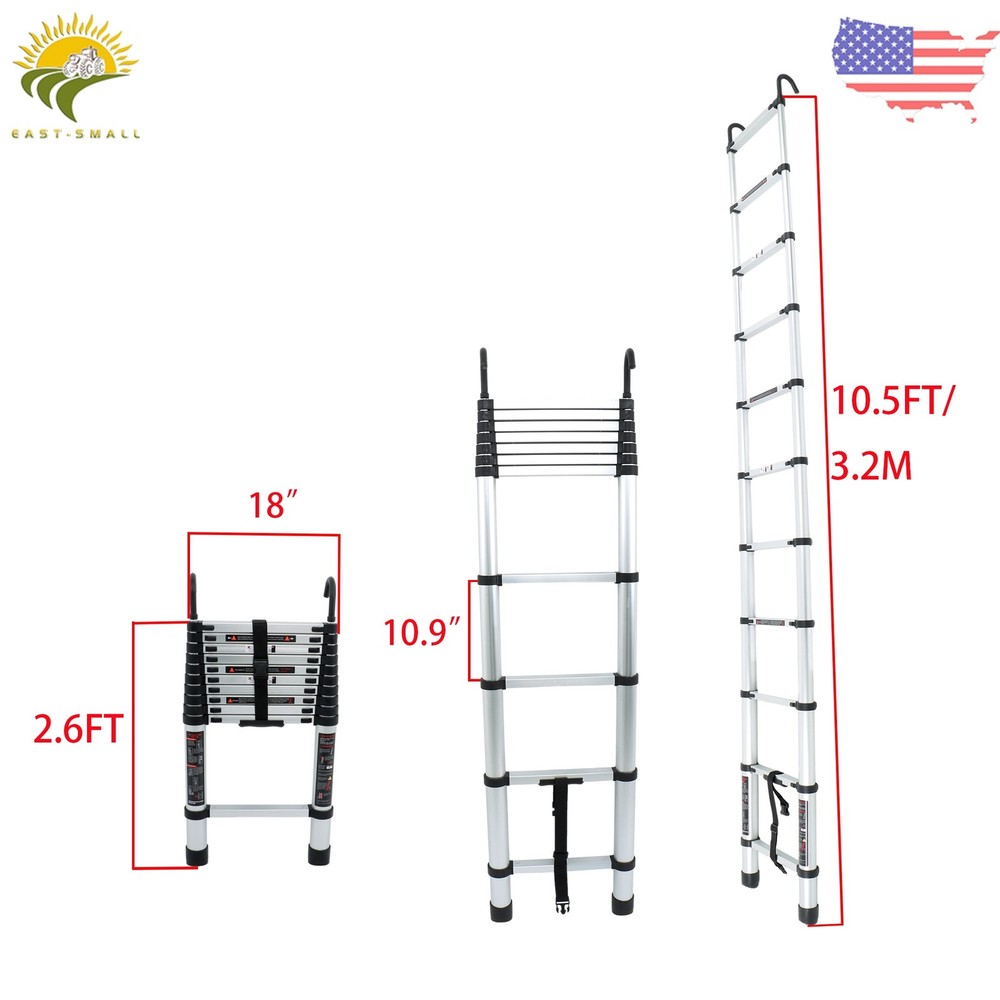 10.5 FT Multi Purpose Telescoping Ladder Folding Extension Step Ladder with Hook