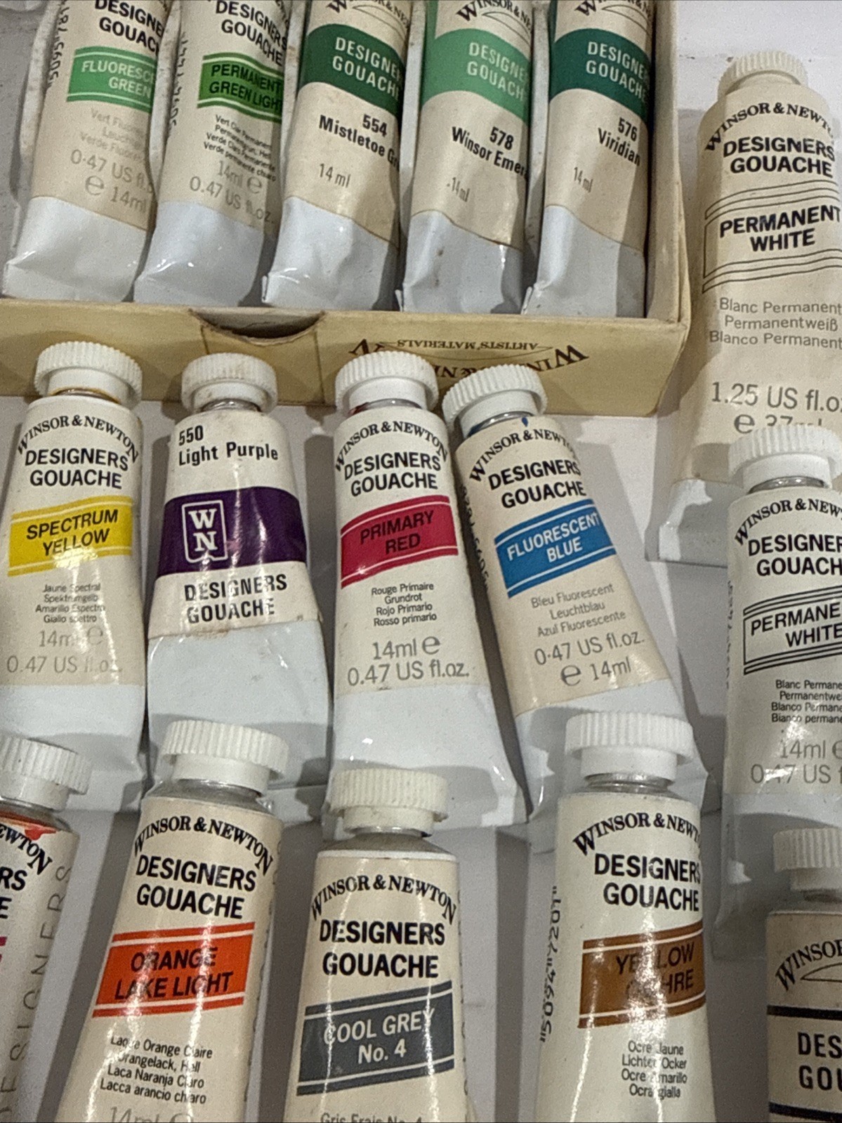 Winsor & Newton Designers Gouache Lot Of 19 Assorted Tubes Vintage