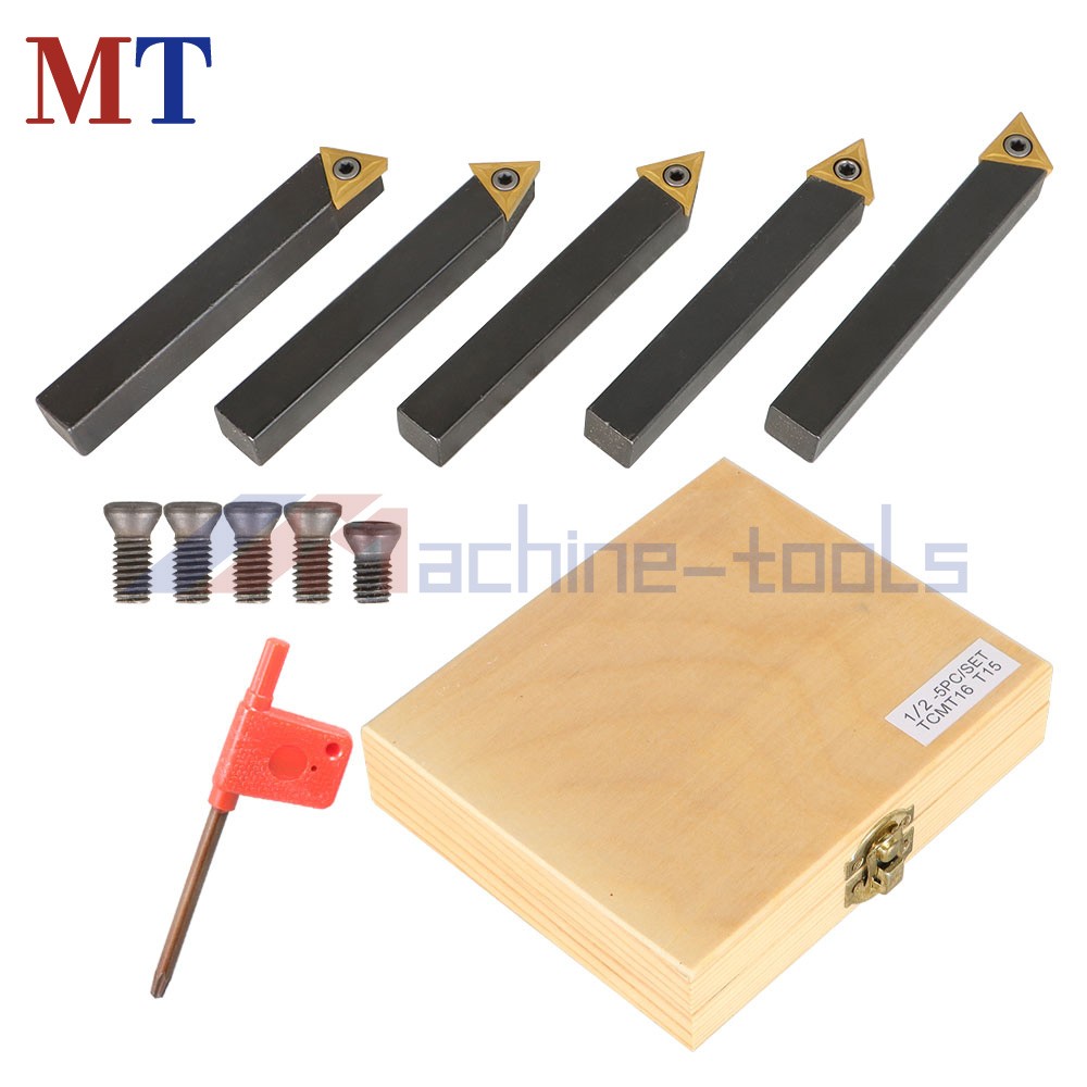 5 Pc 1/2 Inch Carbide Indexable Turning Tool Lathe Tool Bit With Carbide Inserts