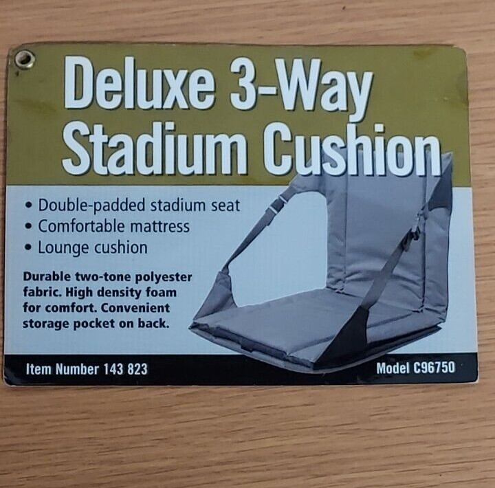 Portable 3 Way Stadium Seat Cushion Adjustable Backrest Fold Flat Light Wt NEW