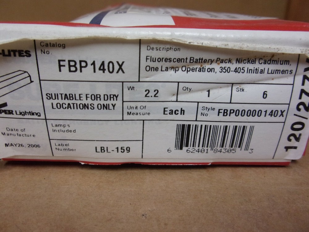 Surelites FBP140X Exit/Emergency Lighting Fluorescent Battery Pack