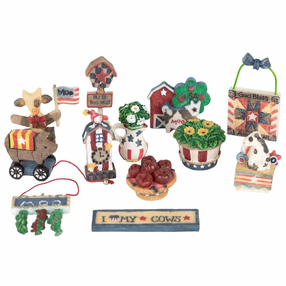 Mary's Moo Moos Ameri-Cow 12pc Mini Figurines Accessory Pack 634700 Patriotic