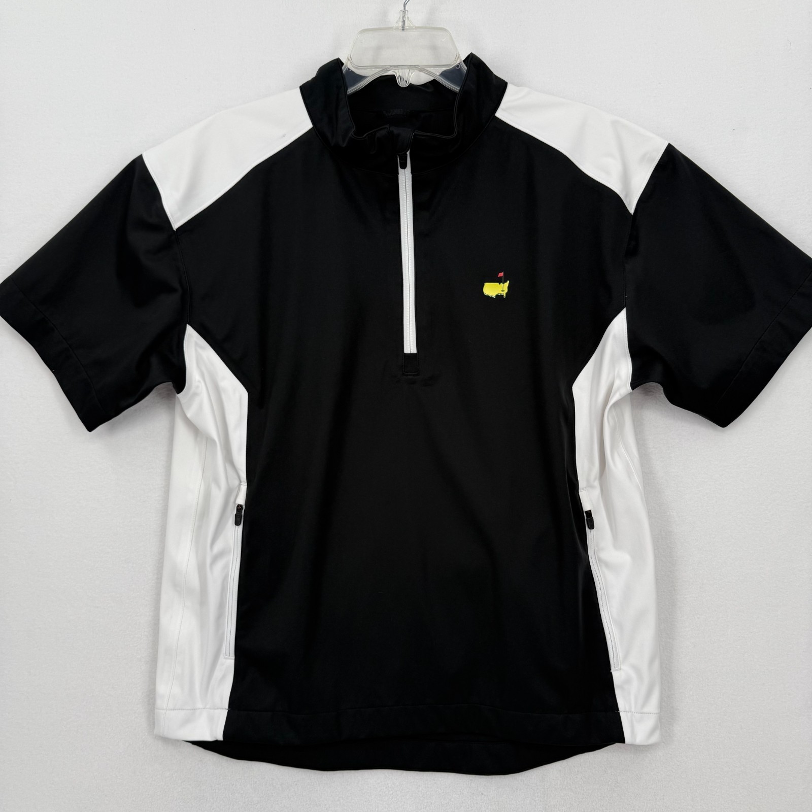 Masters Tech Men’s Small Golf Quarter Zip Pullover Black White Augusta Logo
