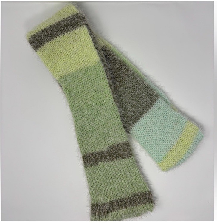 Fuzzy Multicolored Striped Knit Hat and Scarf Set