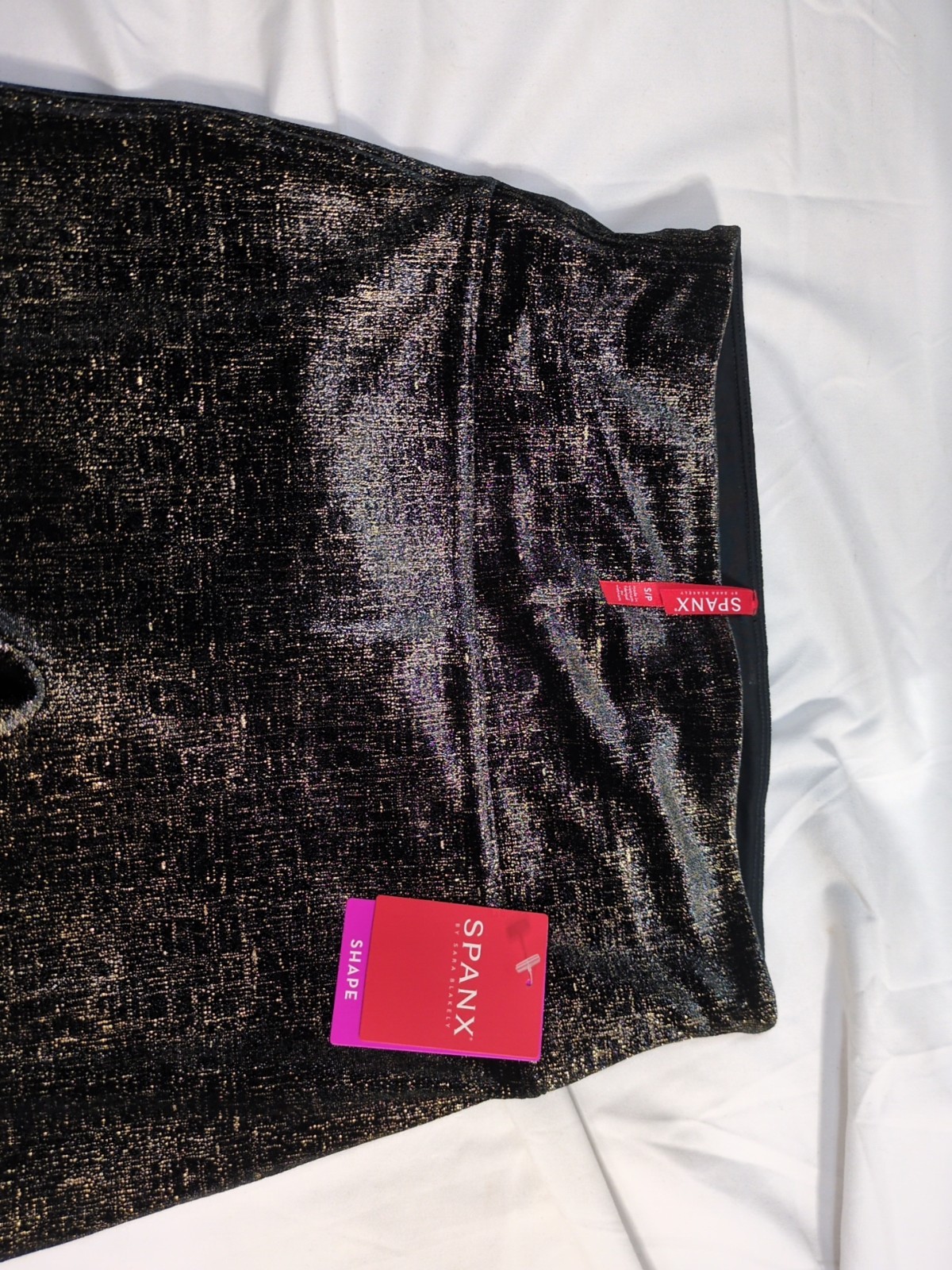 NWT Spanx Black And Gold Velvet Leggings. Size Small.