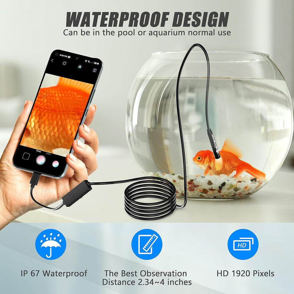 1920P Endoscope Snake Inspection Camera, Type C Borescope, Scope Camera with 8