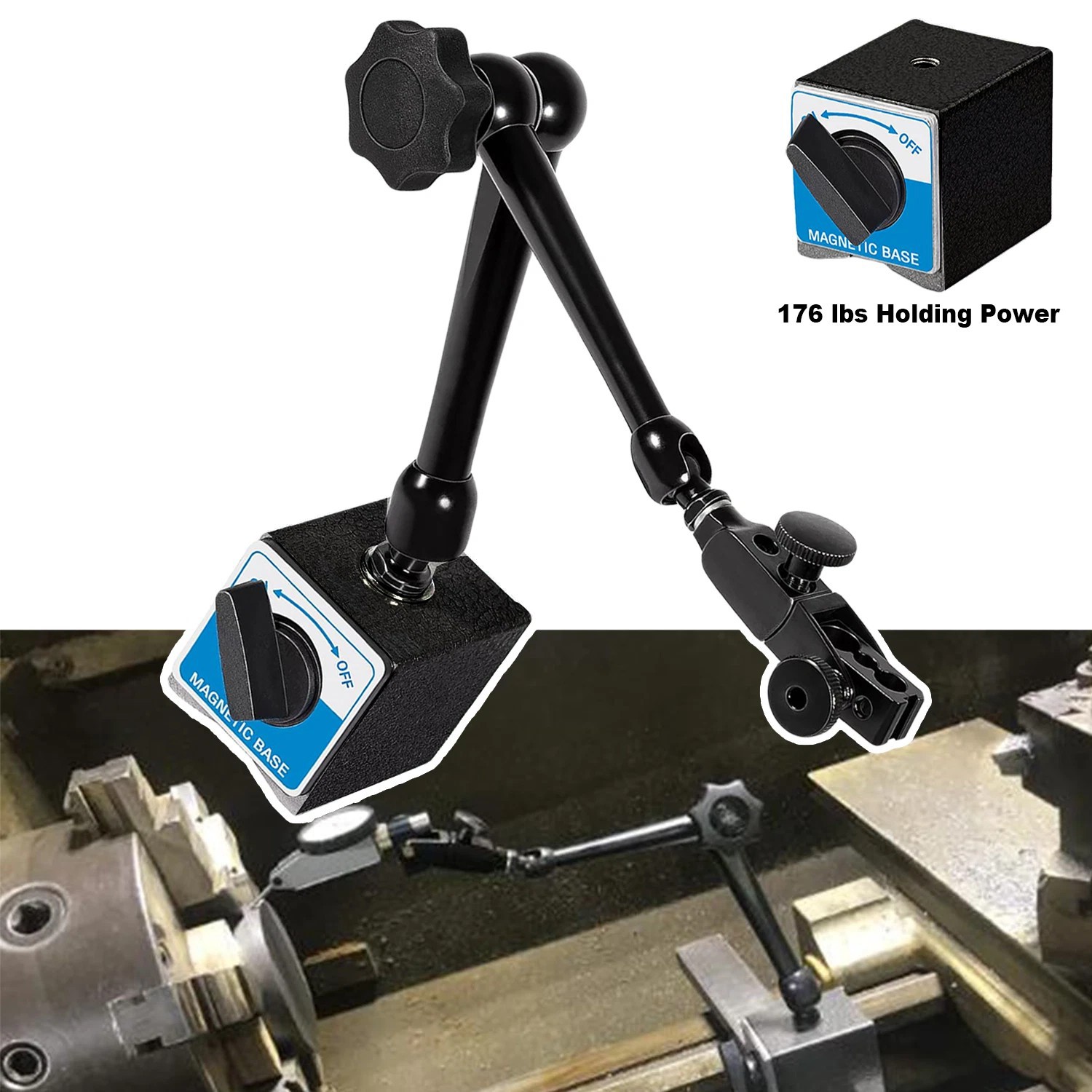 H-295 Magnetic Base 176lb for Noga Dial Gage Test Indicator Holder DG61003