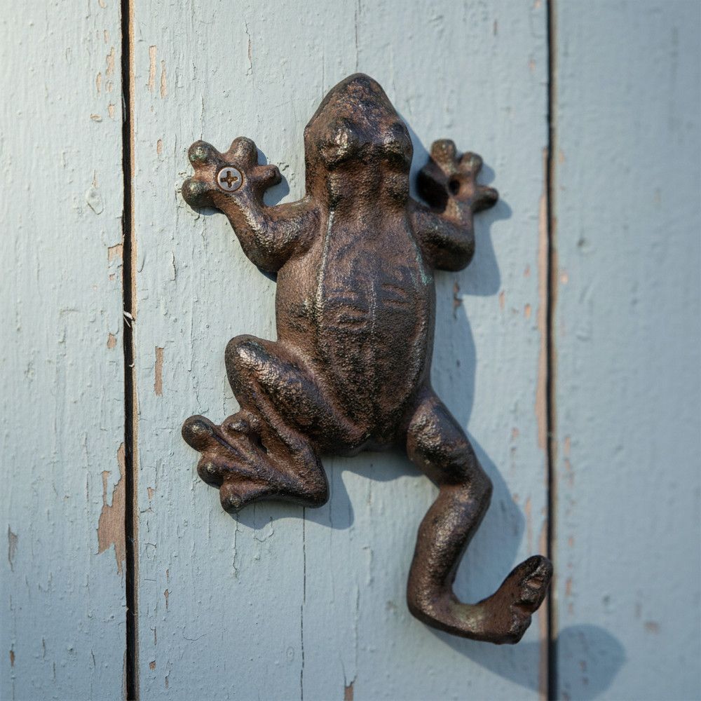 Frog Wall Hook, Rustic Cast Iron for Coats, Keys or Towels