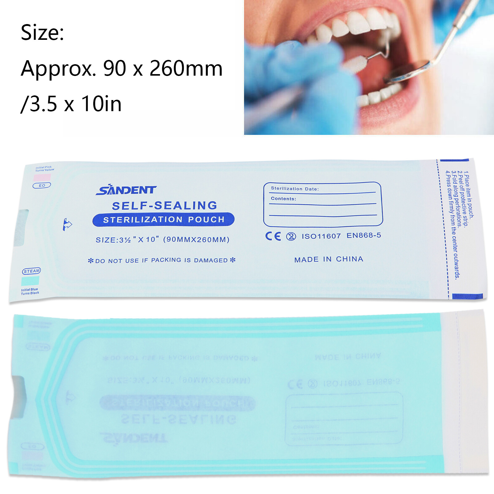 200pcs/1 Box Self Sterilization Pouches Autoclave Pouch Sterilizer Bags Dental