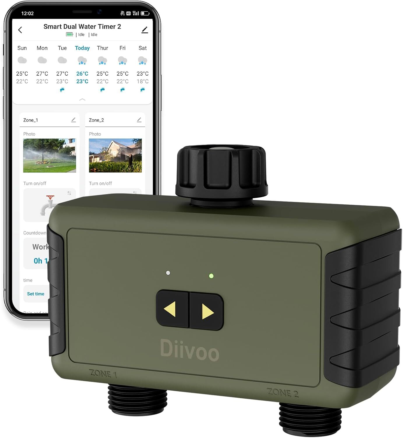 Smart Sprinkler Timer Bluetooth Water Timer lawn sprinkler 2 Outlet for Garden