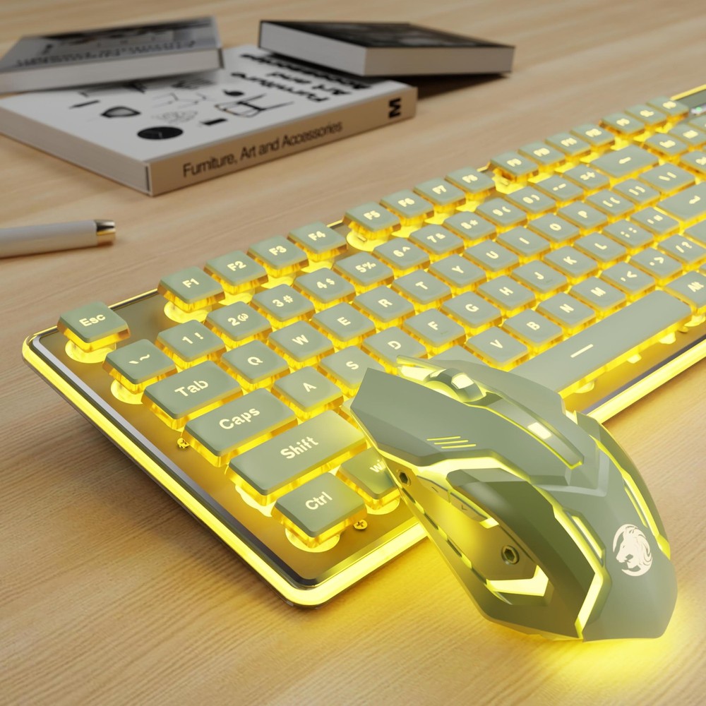 V3 Wireless Keyboard and Mouse with Single Backlit, Metal Panel, Bluetooth/2....