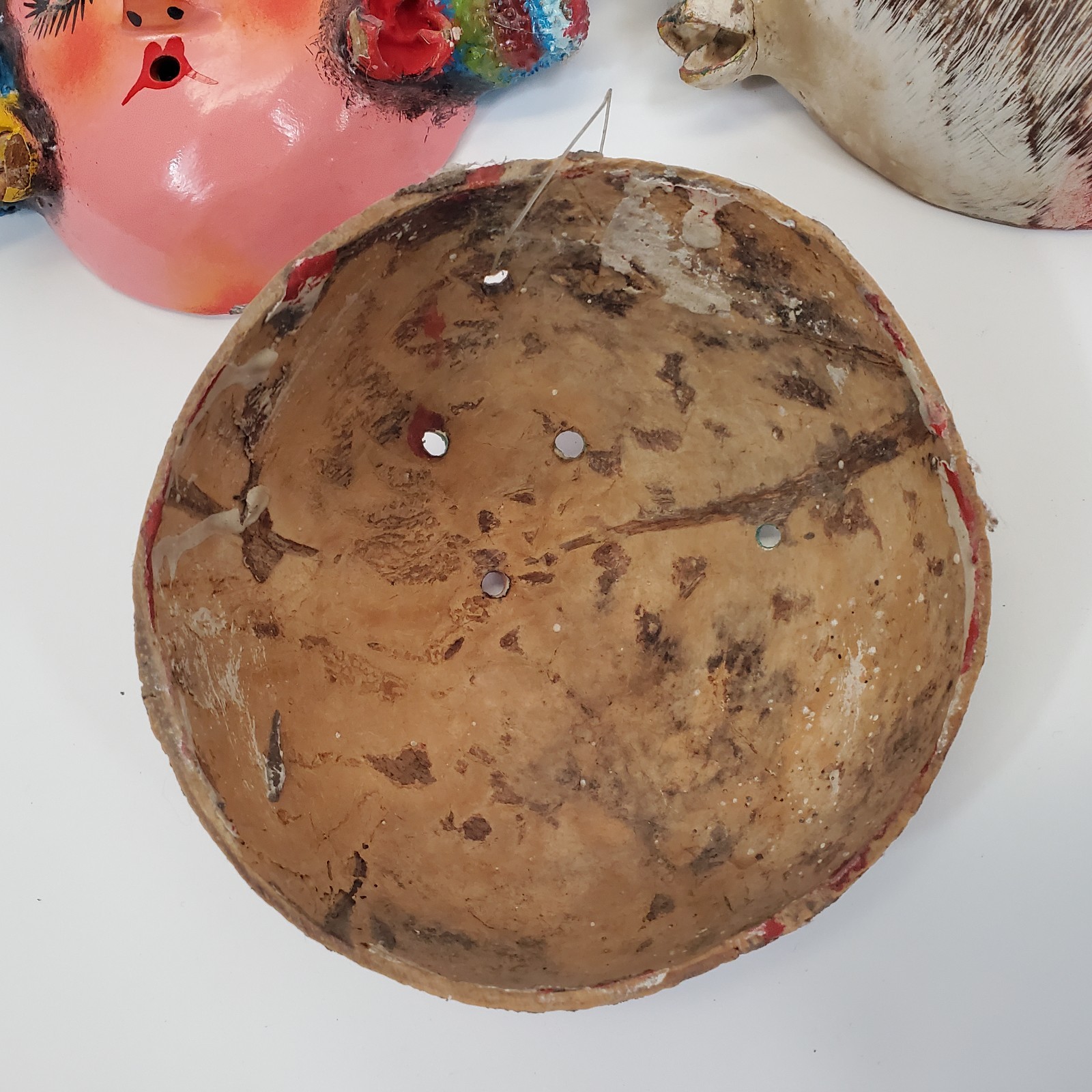 Vintage Lot of 3 Mexican Coconut Shell Folk Art Masks Guerrero Wall Decor