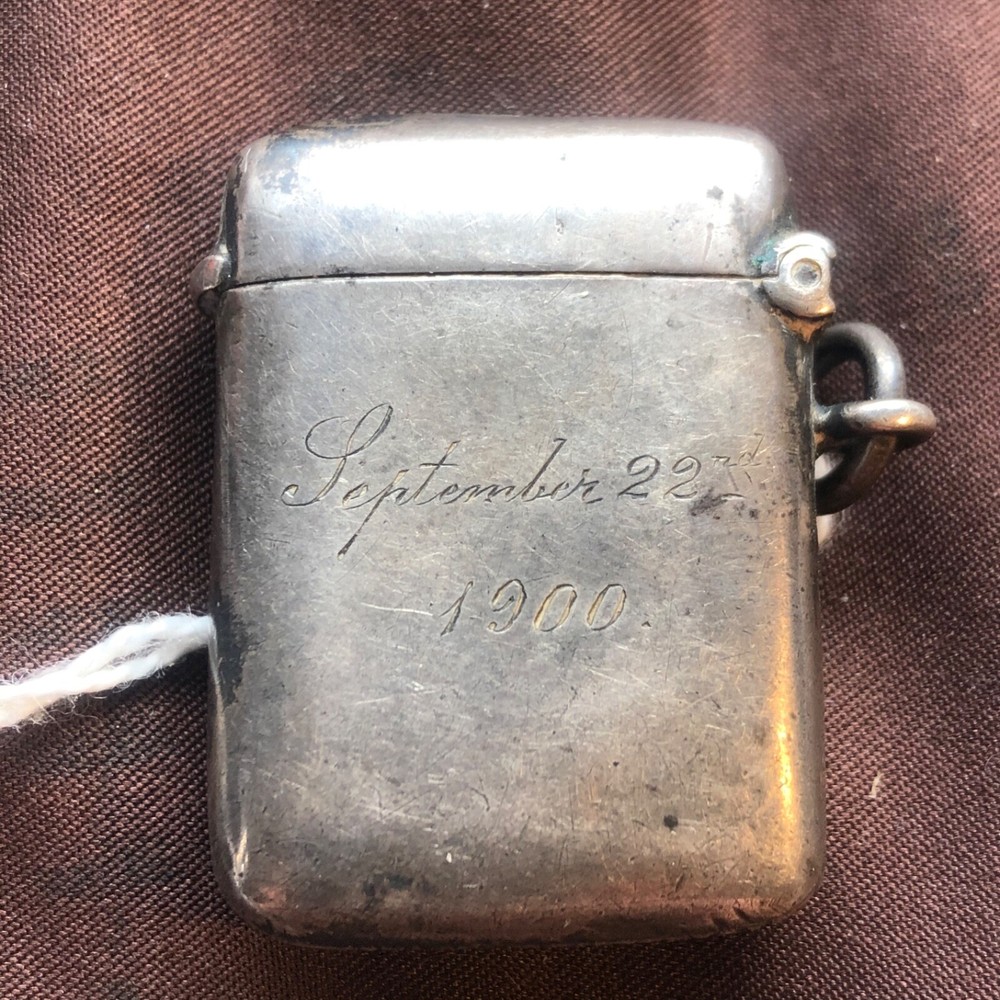 antique silver vesta, dated sept 22 1900,