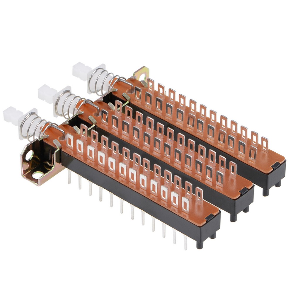 Interlock Push Button Switch Piano Type 8PDT 24 Pin 3 Row