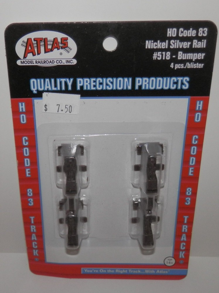 Atlas HO Scale Code 83 Nickel Silver Bumper (4pcs) #518 NIP