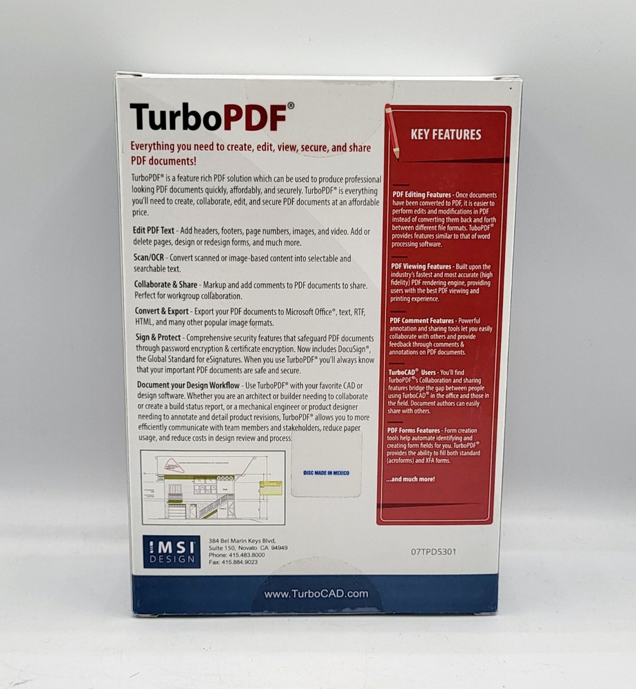 TurboPDF Create/Edit/View/Secure/Share PDFs NEW, SEALED Retail Box