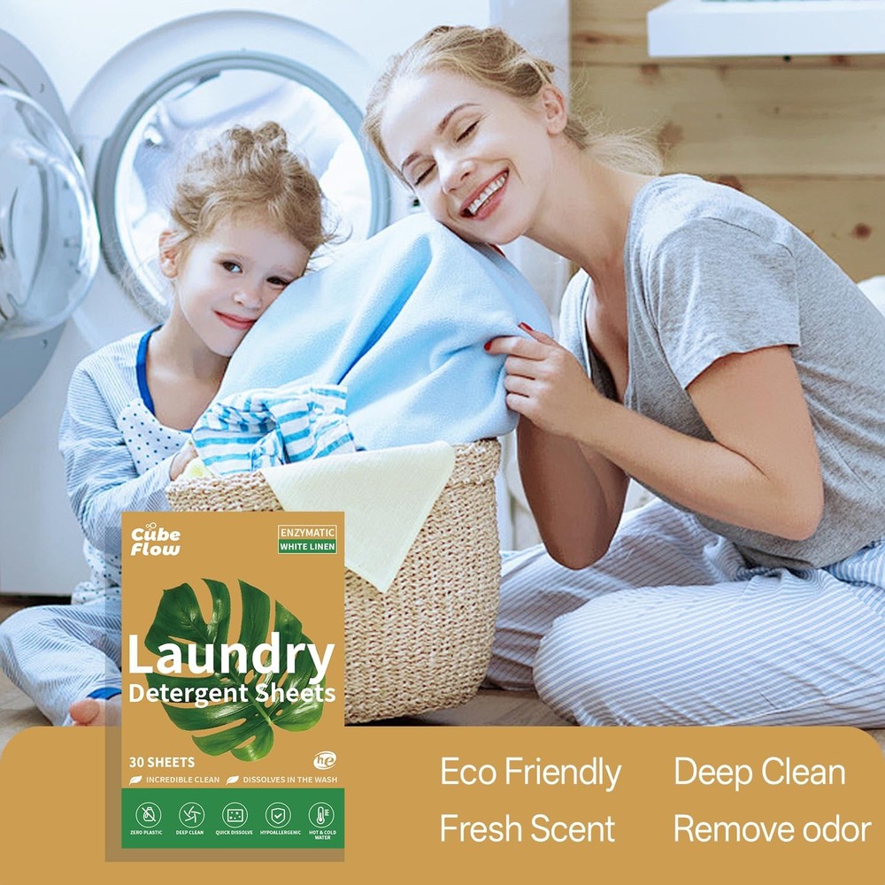 Linen Scented Laundry Detergent Sheets | 60 Loads | Natural Freshness & Deep ...