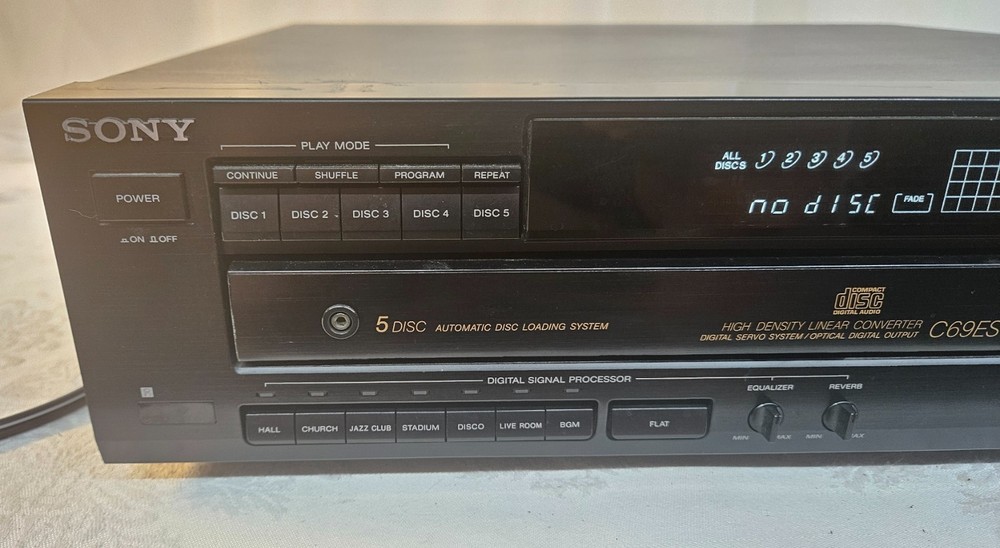 Sony CDP-C69ES 5 Disc Carousel CD Player Changer NO Remote WORKING