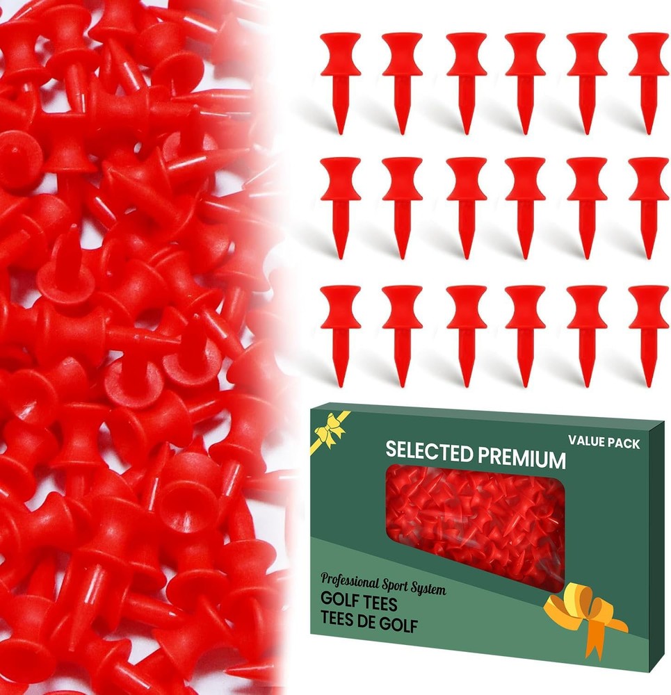 Red Golf Tees 1 1/4" Unbreakable Plastic 50 Pack for Practice