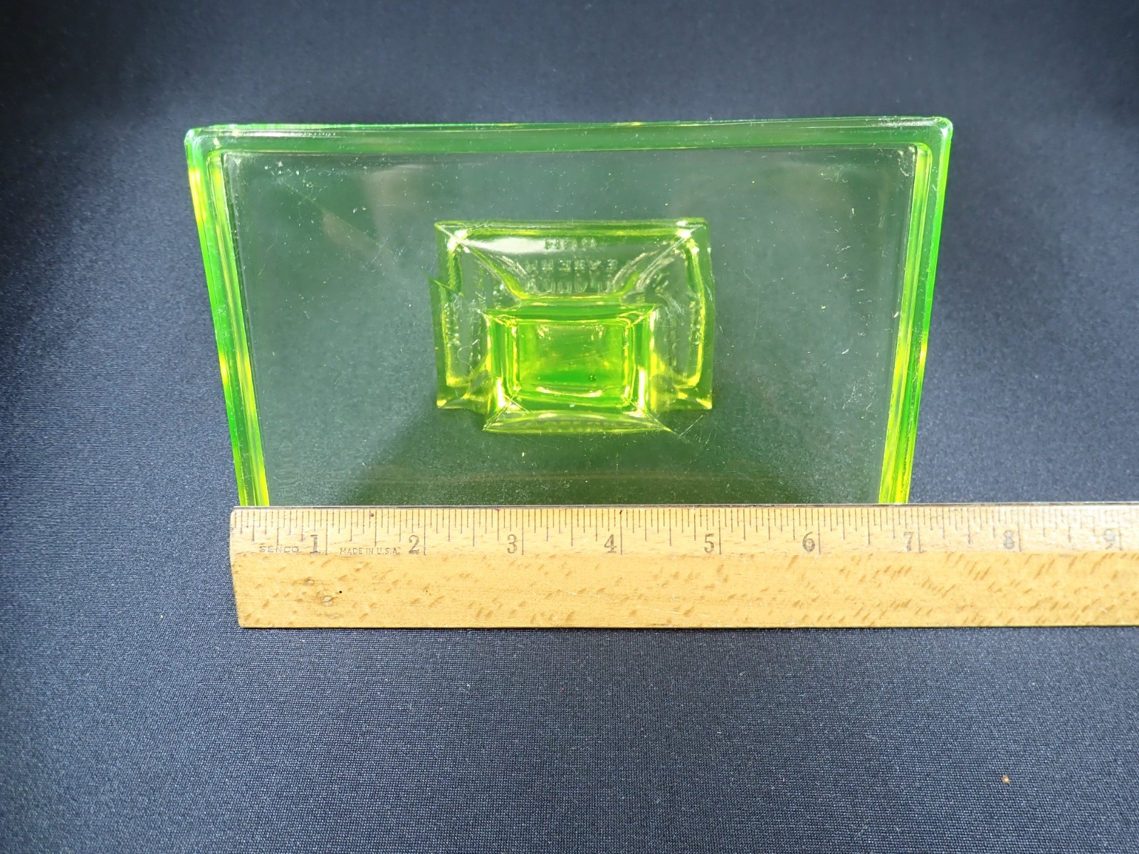 Vintage Clark's Teaberry Gum Vaseline Glass Stand Pedestal Display Excellent