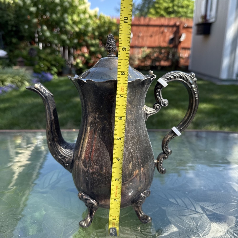 Vintage Leonard Silver Plated Coffee Tea Pot Melon Shape