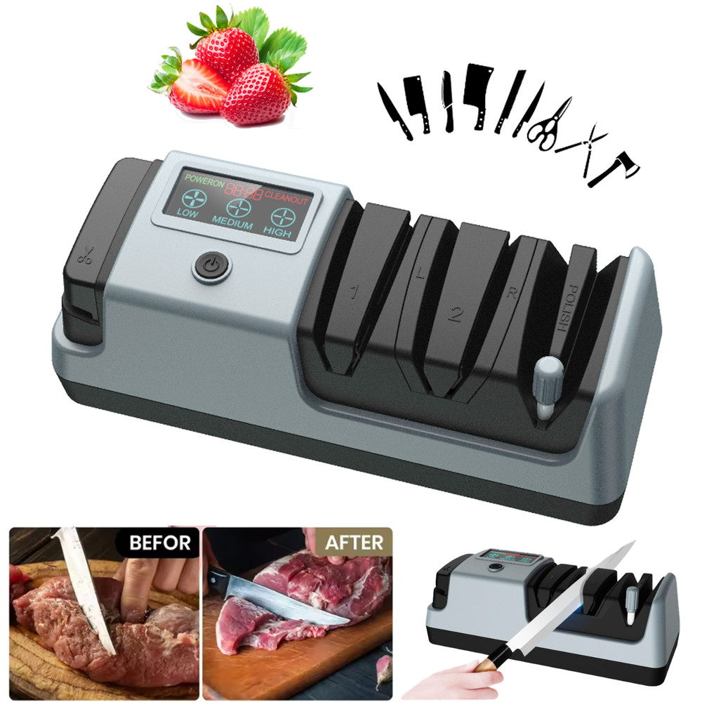 5 in 1 Electric Knife Sharpener-3 Rotational Speed Adjustable Knife Sharpener