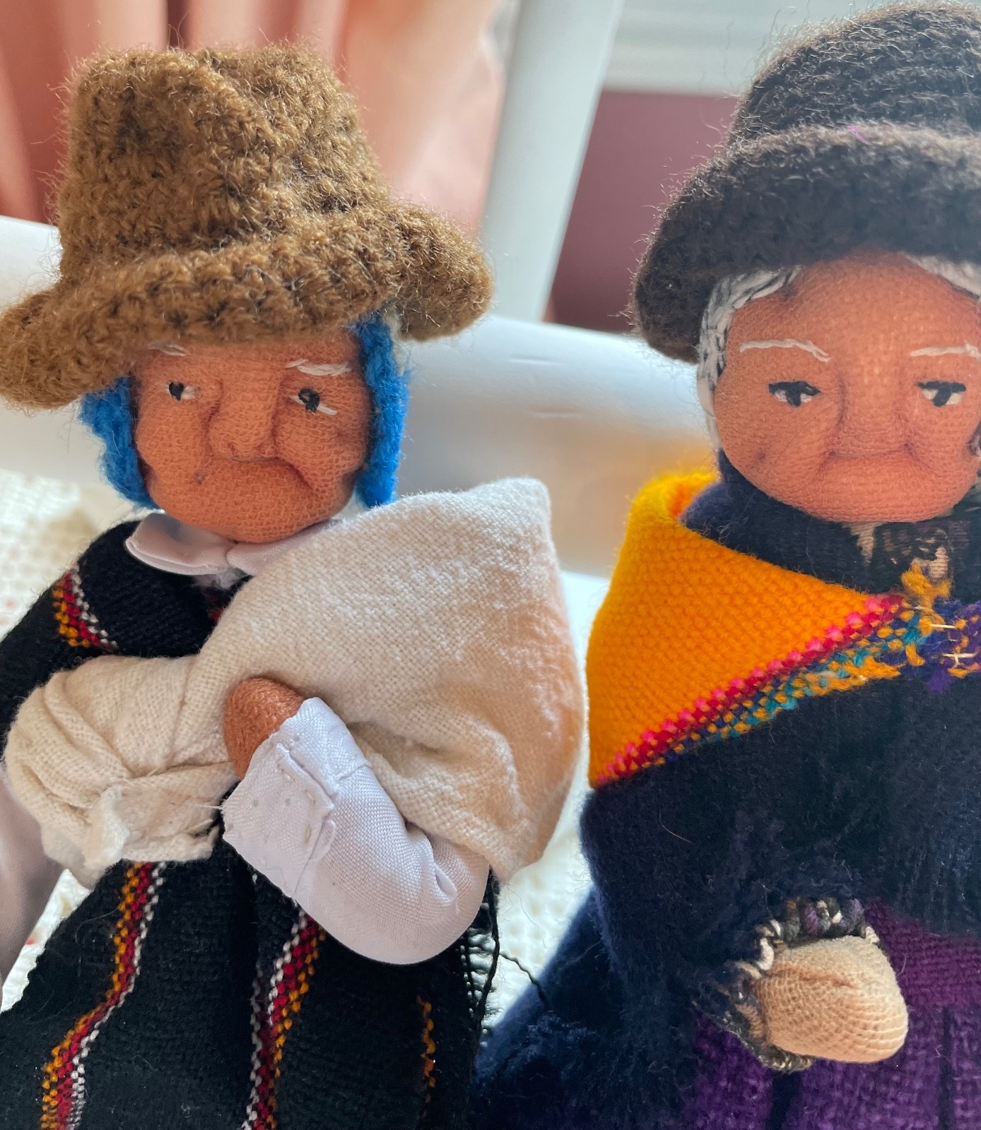 Set Of Hand Woven Peruvian Cloth Dolls 9” tall, 100% Natural Fiber