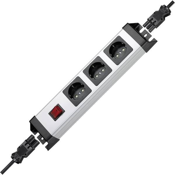 Kopp 226220013 Multi Outlet with 3 Compartment Switch Silver, Black Connector