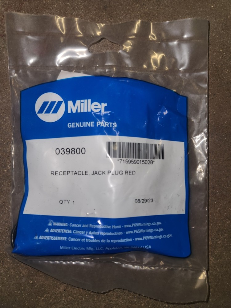 MILLER 039800 RECEPTACLE, JACK PLUG RED