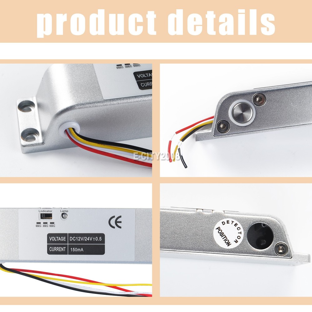 Door Lock Aluminum Electric Drop Safe Security Access Bolt Fail Control System