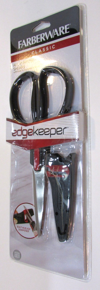New Farberware All-Purpose Shears edgekeeper Scissors Built-In Sharpening Sleeve