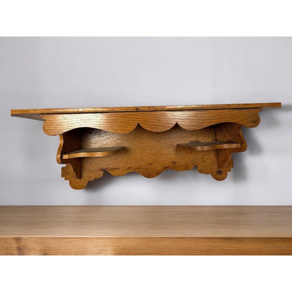 Vintage Oak Clock Wall Shelf