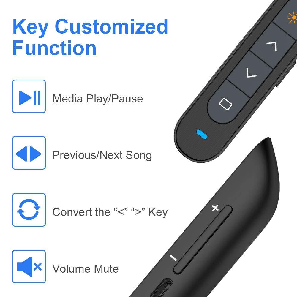 N76 Long Range Presentation Remote Wireless Presenter Slide Advancer with red...